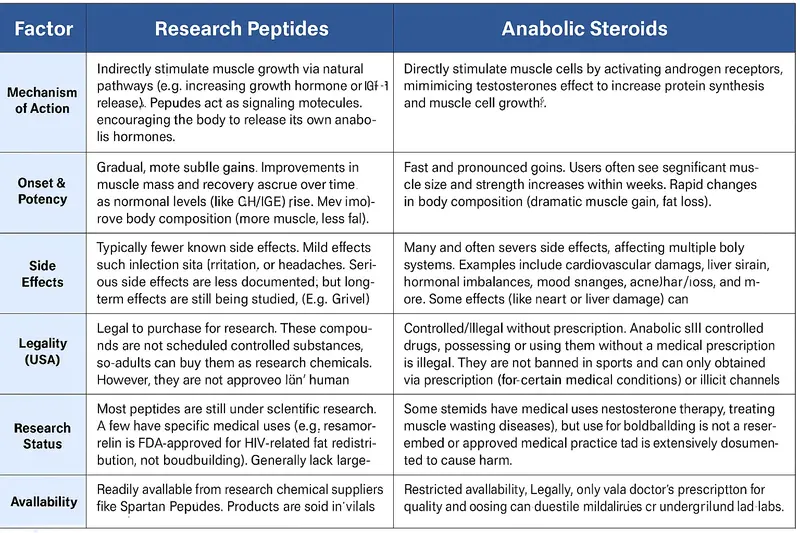 Peptides vs Steroids Side-by-Side Comparison