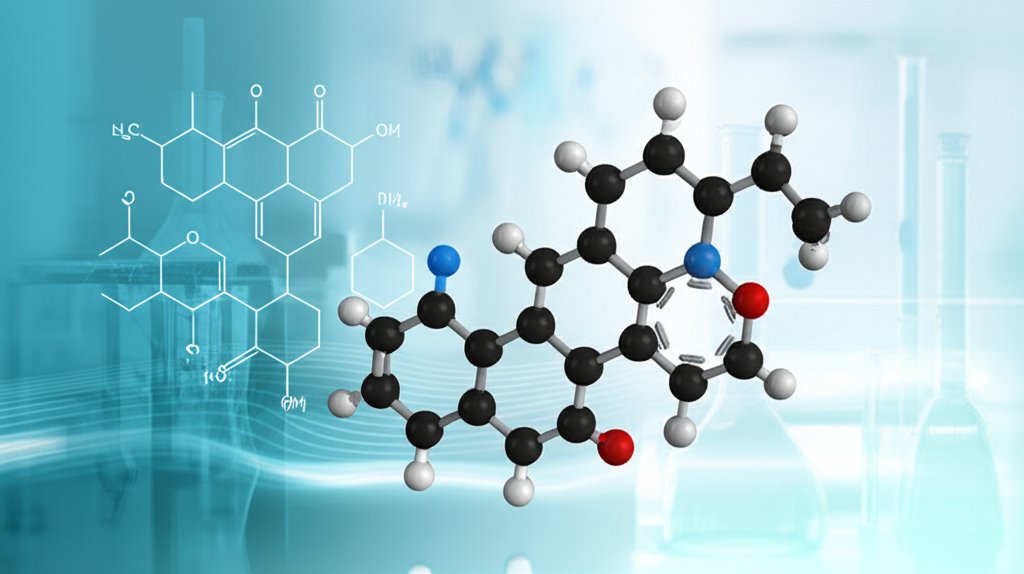 BPC-157 peptide molecular structure and laboratory research illustration