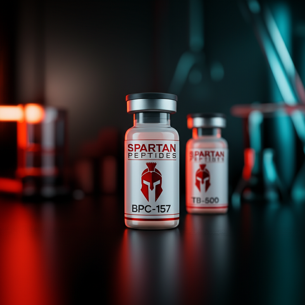 BPC-157 and TB-500 Spartan Peptides vials in laboratory setting for injury recovery research