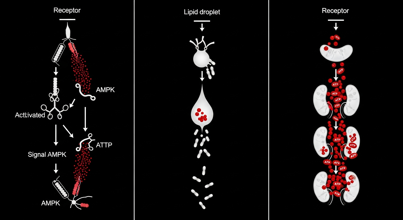 Metabolic comparison chart: GLP-1, GLP-2, GLP-3, AOD-9604, and MOTS-C mechanisms for weight loss research