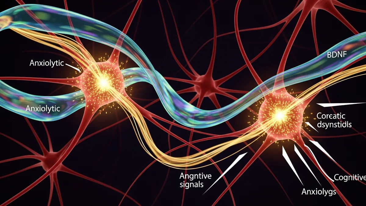 Semax Selank dual nootropic cortical synapse BDNF anxiolytic neural pathway illustration | Spartan Research