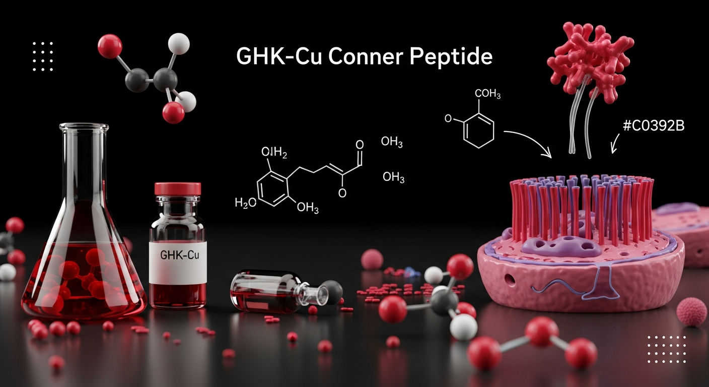 GHK-Cu copper peptide collagen synthesis wound healing scientific research illustration
