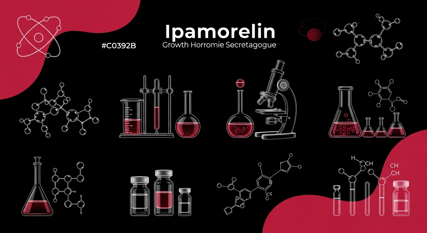 Ipamorelin growth hormone secretagogue peptide research scientific research illustration