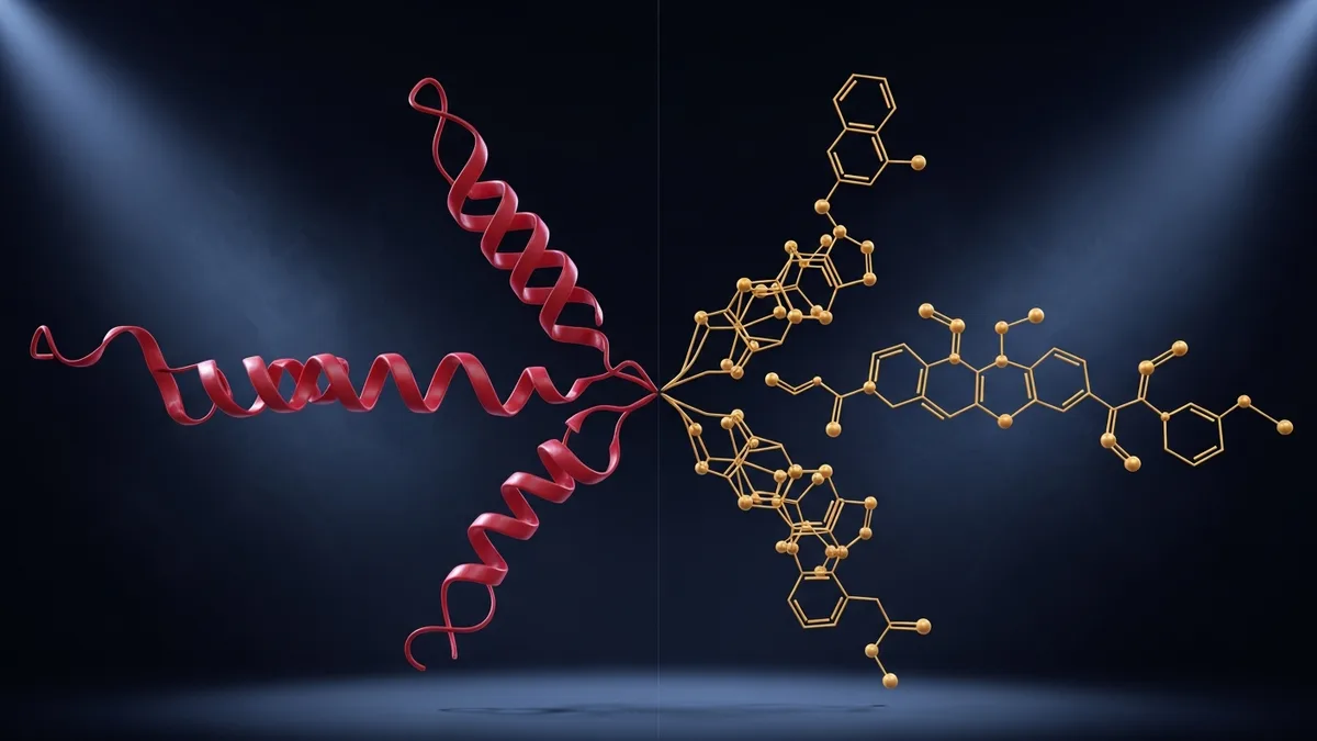 research peptides vs research chemicals molecular architecture contrast structural illustration | Spartan Research